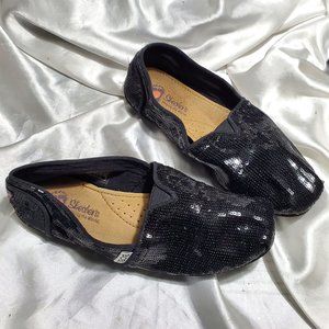 SKECHERS BOBS black sequin flats SZ 7